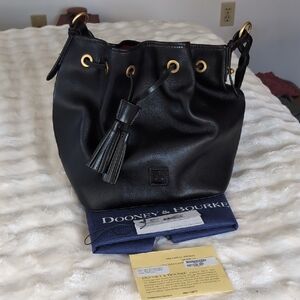Dooney & Bourke Florentine Black Leather Tassel Shoulder Bag
